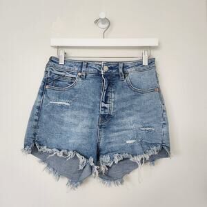 We The Free Distressed Raw Hem Curvy High Rise Denim Cutoff Shorts 26